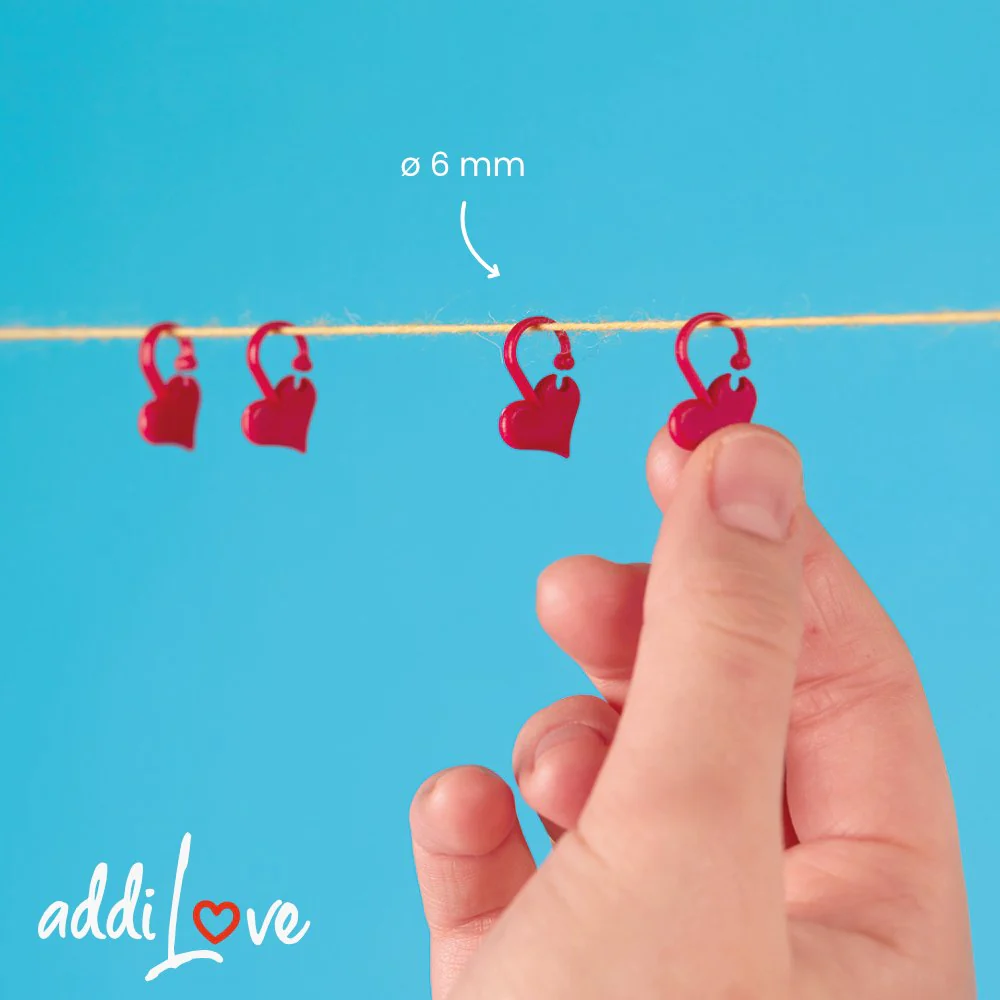 addiLove Stitch Markers - Set of 6 Heart-Shaped Markers for Knitting - Image 3