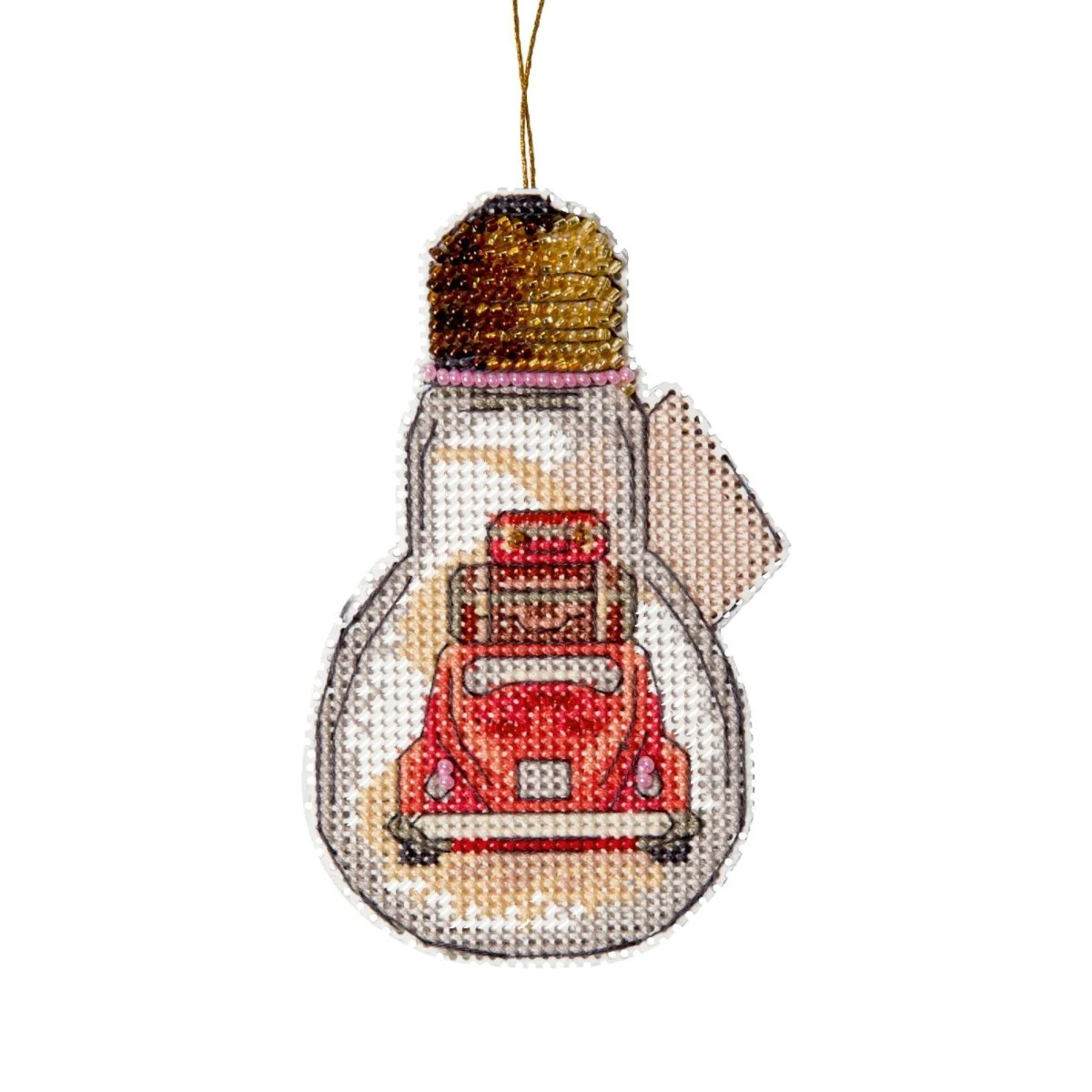 RED CAR "Travel series", Counted Cross-Stitch Kit, 14 count plastic canvas, size 6 x 11 cm, CRYSTAL ART (T-84) - Image 3