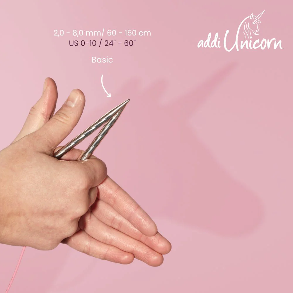 Unicorn Addi Circular Knitting Needles – Brass Tips with Pink Cable - Image 9