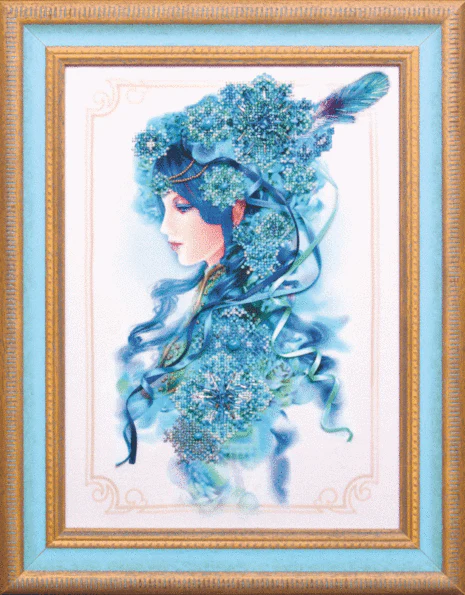 Beadwork kit B-638 "Winter", Bead Embroidery,Winter Bead Embroidery kit by Charivna Mit/ Girl Embroidery/ Seasons Embroidery/ DIY Embroidery Pattern for Intermediate Level/ Craft kit - Image 4